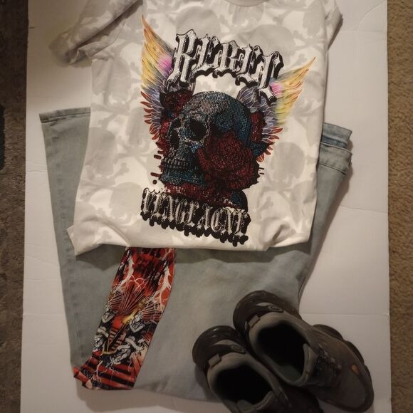 🆕☠️Rebel Vengeance Side Patch Jeans